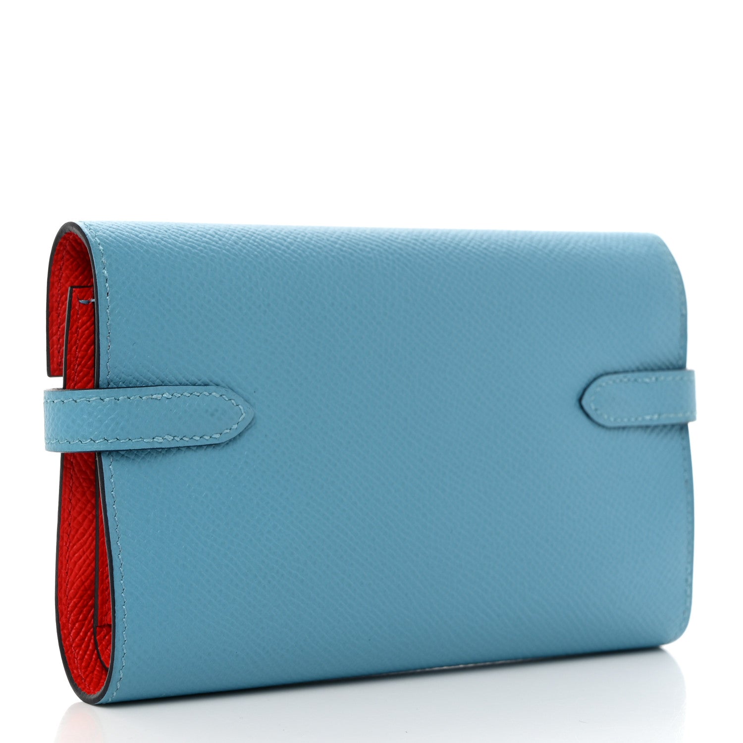 Hermes Epsom Verso Medium Kelly Wallet Bleu Du Nord Rouge De Coeur 3 of 7