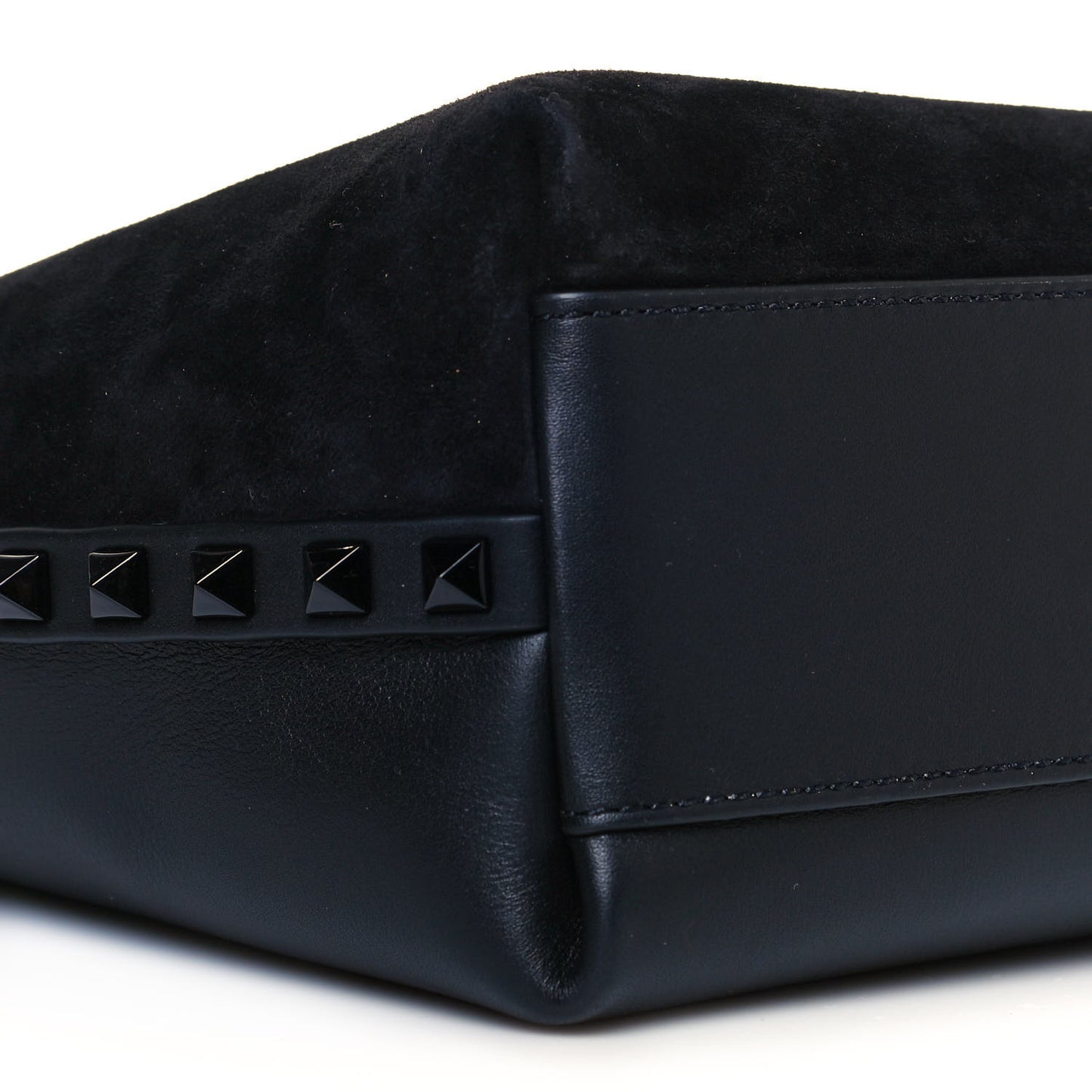Suede Calfskin Rockstud Tote Black