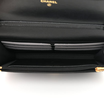 Chanel Lambskin Quilted Twisted CC Wallet On Chain WOC Black 5 of 14