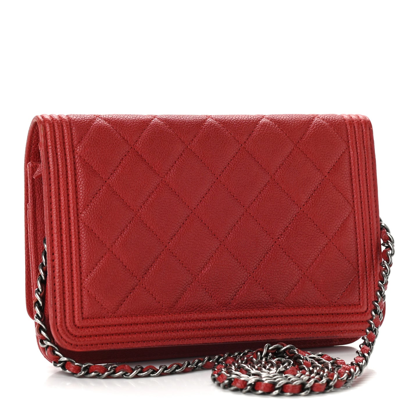 Caviar Quilted Boy Wallet On Chain WOC Red