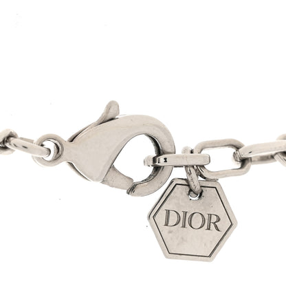 Christian Dior Crystal Logo Necklace Silver 4 of 4