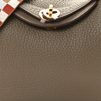 Hermes Taurillon Clemence Maxi Quadrille Mini Lindy 20 Etoupe Chai Nata Bleu Brume 8 of 13