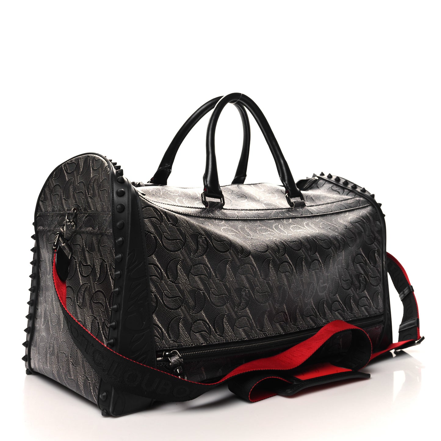 Toile Monogram Calfskin Printed Spikes Sneakender Duffle Black
