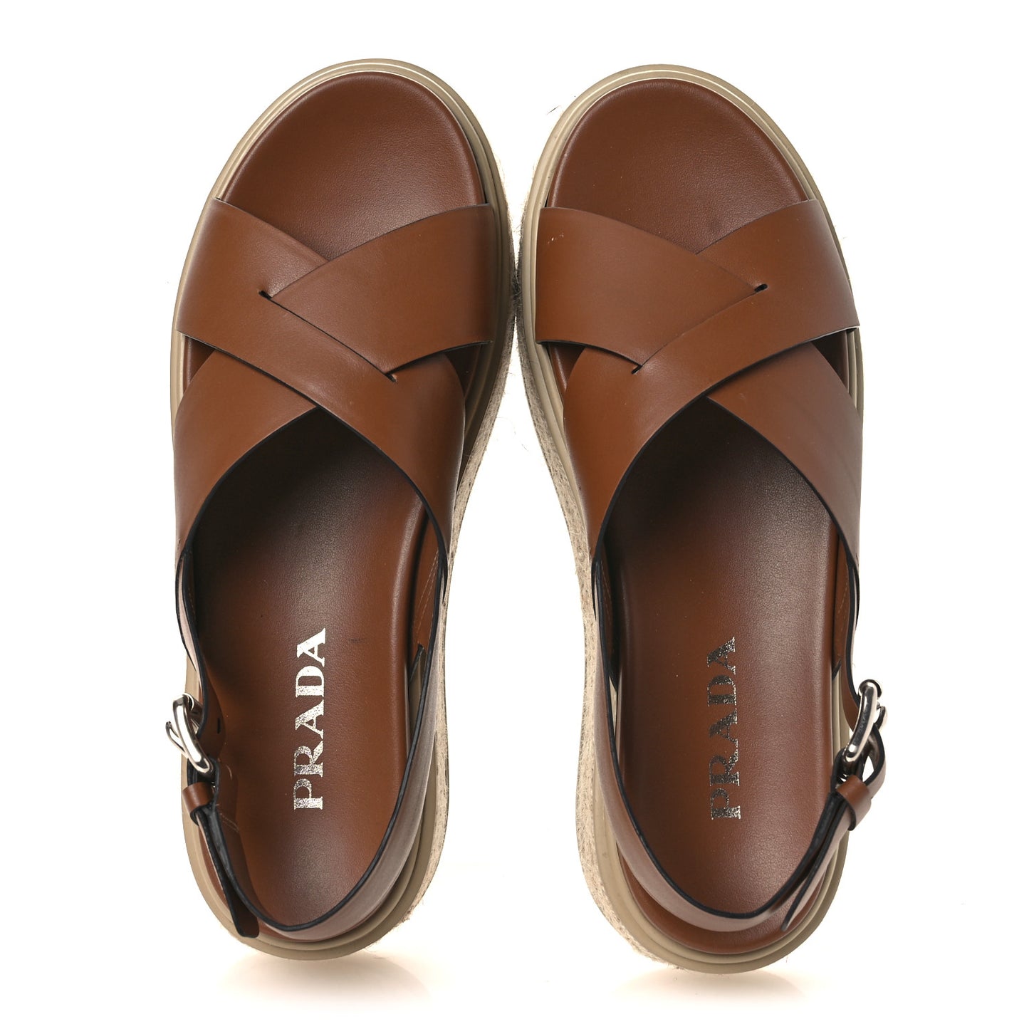 Vitello Soft Espadrilles Platform Sandals 39.5 Cognac