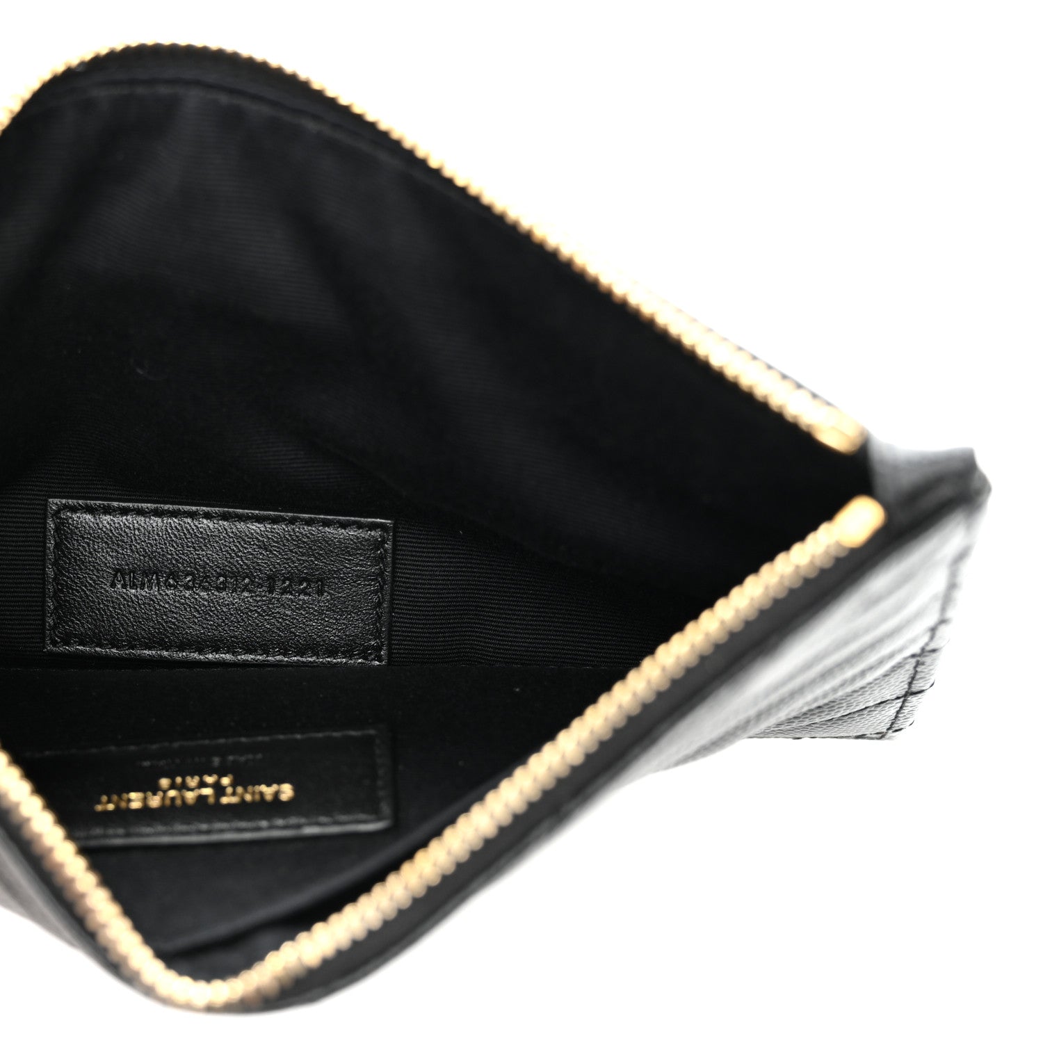 Saint Laurent Grain De Poudre Chevron Monogram Bill Pouch Black 5 of 8