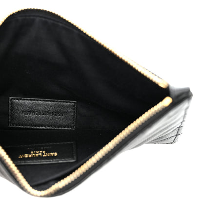 Saint Laurent Grain De Poudre Chevron Monogram Bill Pouch Black 5 of 8