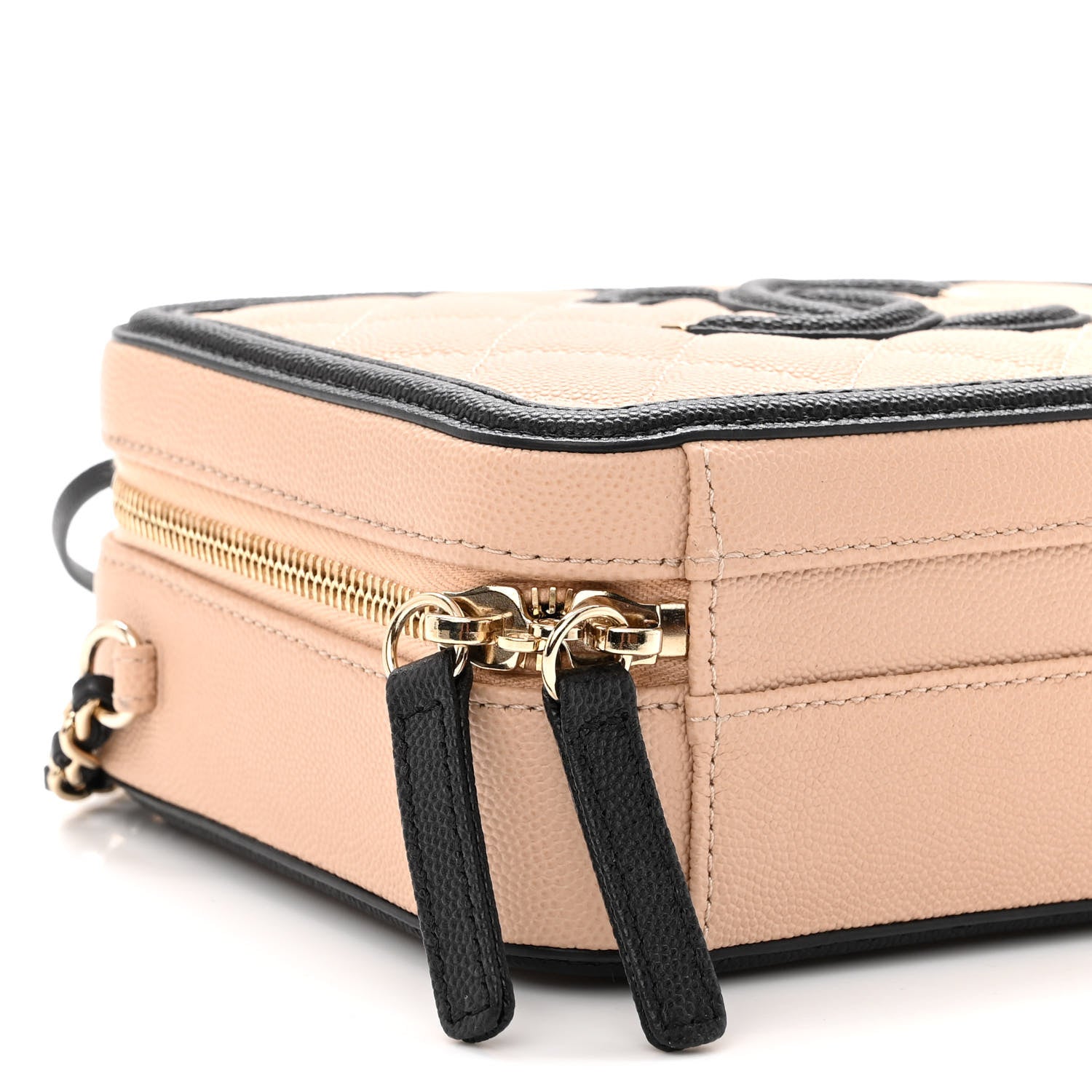 Chanel Caviar Quilted Small CC Filigree Vanity Case Beige Black 9 of 10