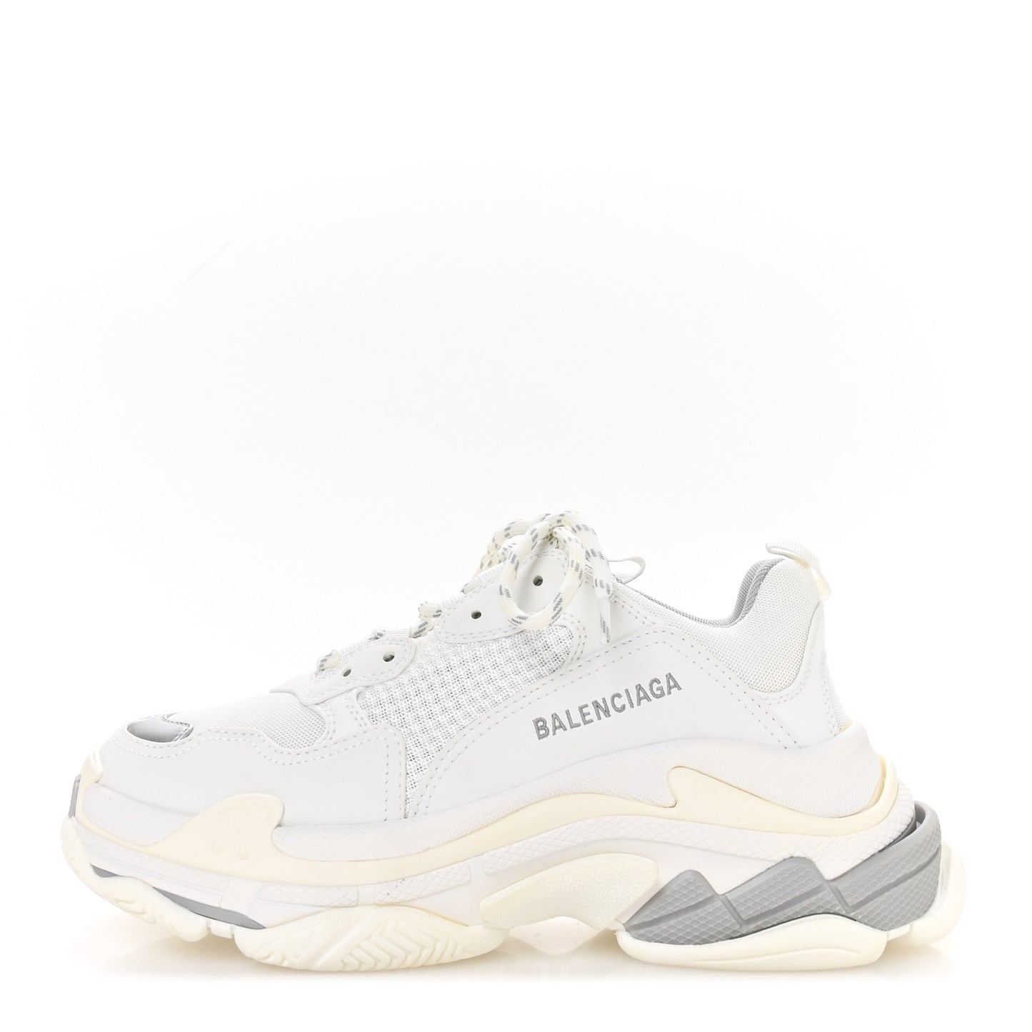 Fabric Mesh Bi-Color Womens Triple S Sneakers 40 White Metal Grey