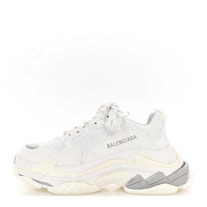 Balenciaga Fabric Mesh Bi-Color Womens Triple S Sneakers 40 White Metal Grey 1 of 7