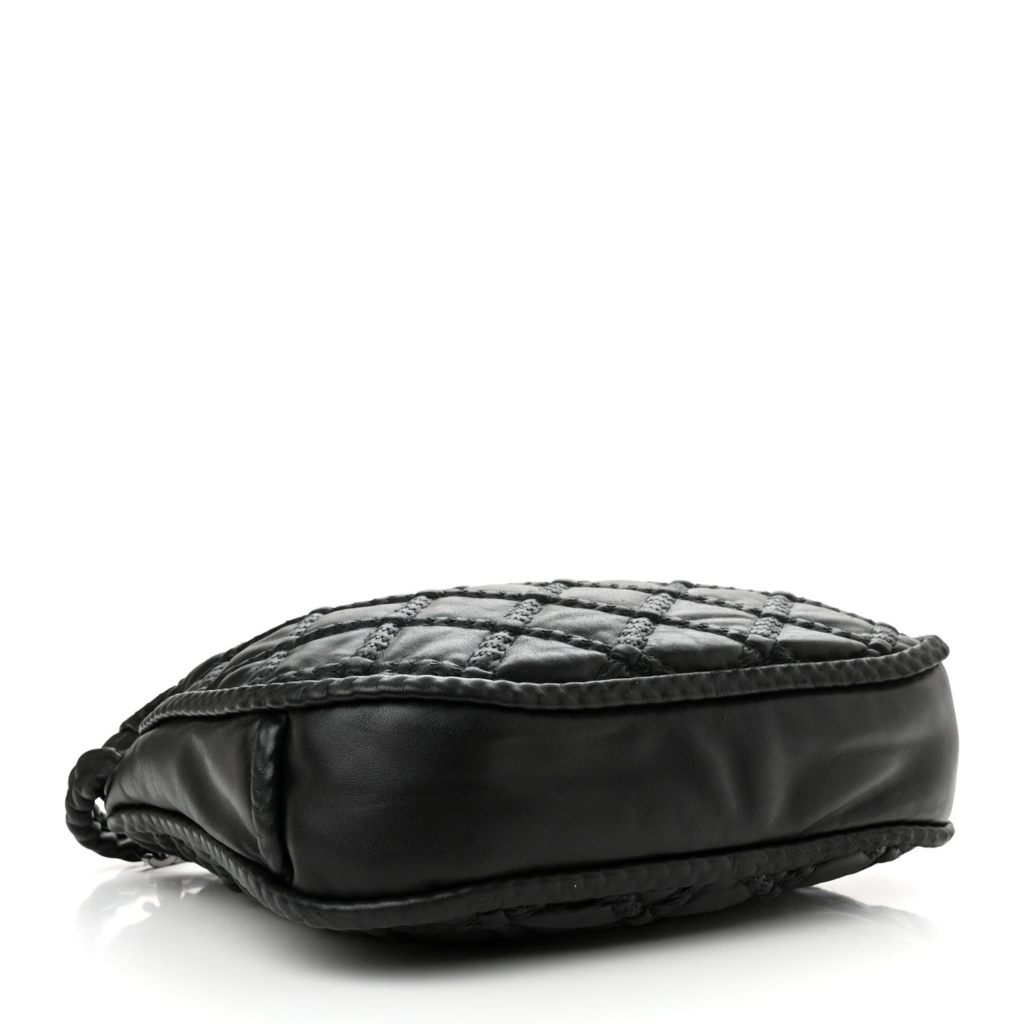 Quilted Lambskin Hidden Chain Hobo Black