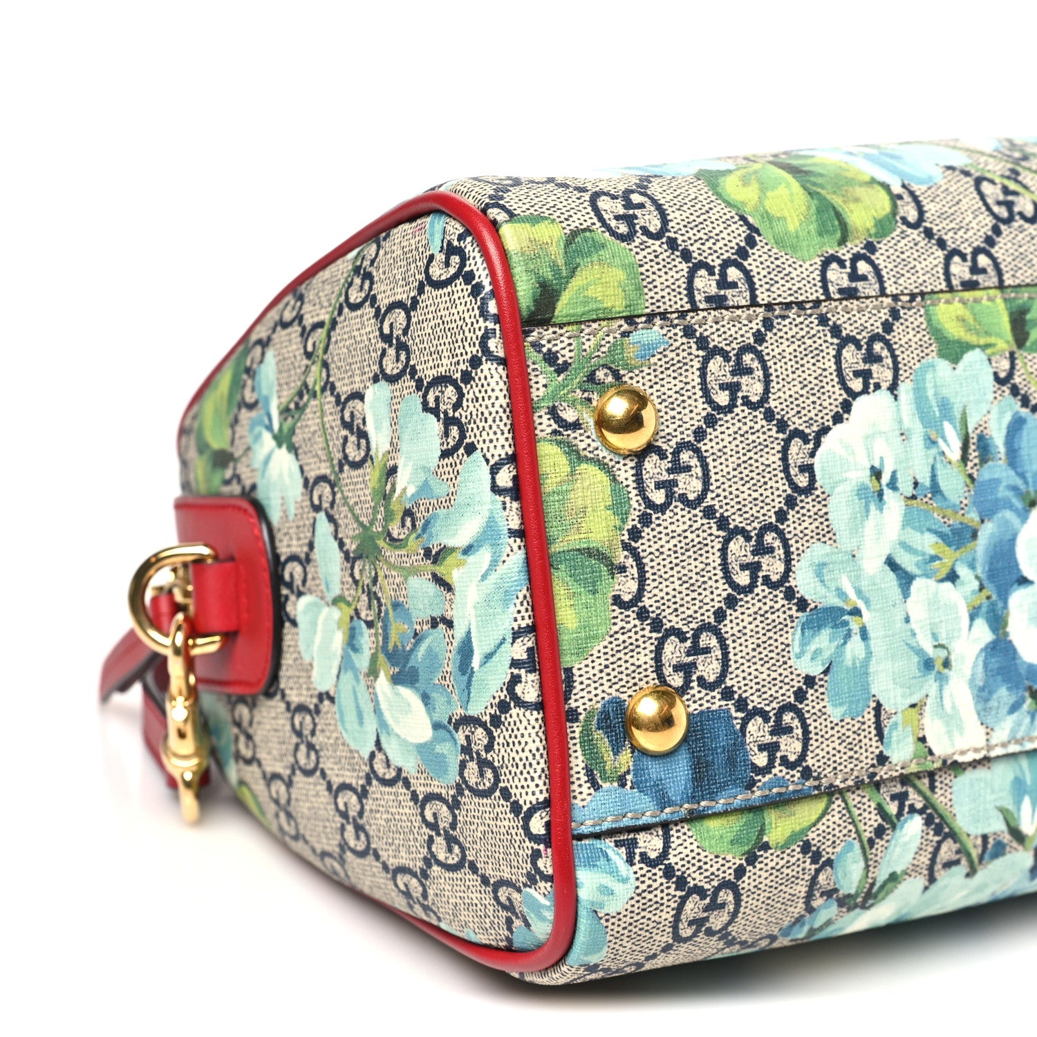 Gucci GG Supreme Monogram Blooms Small Boston Beige Blue Navy Hibiscus Red 9 of 11