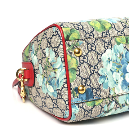 Gucci GG Supreme Monogram Blooms Small Boston Beige Blue Navy Hibiscus Red 9 of 11