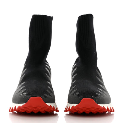 Christian Louboutin Knit Mesh Sharky Sock Sneakers 37.5 Black 2 of 9