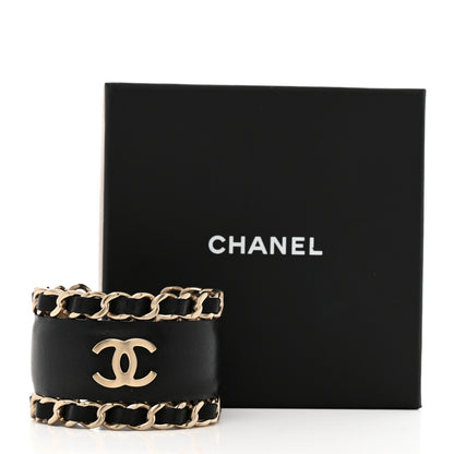 Chanel Lambskin Chain CC Cuff Black Gold 5 of 5