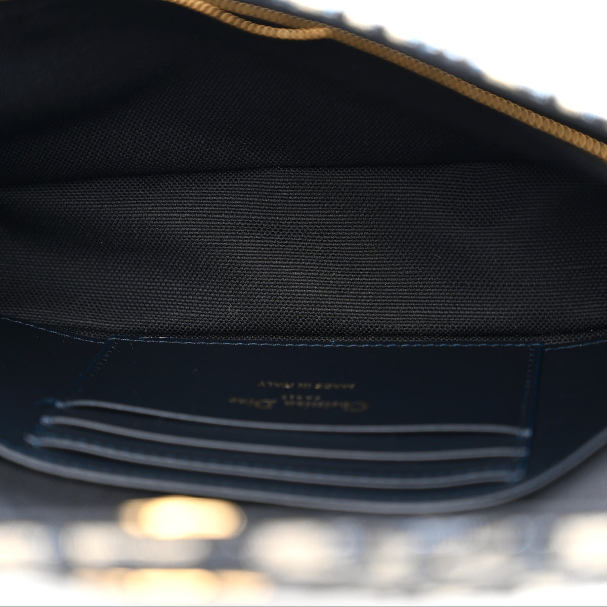 Oblique Jacquard Calfskin 30 Montaigne D-Vine Pouch With Chain Blue