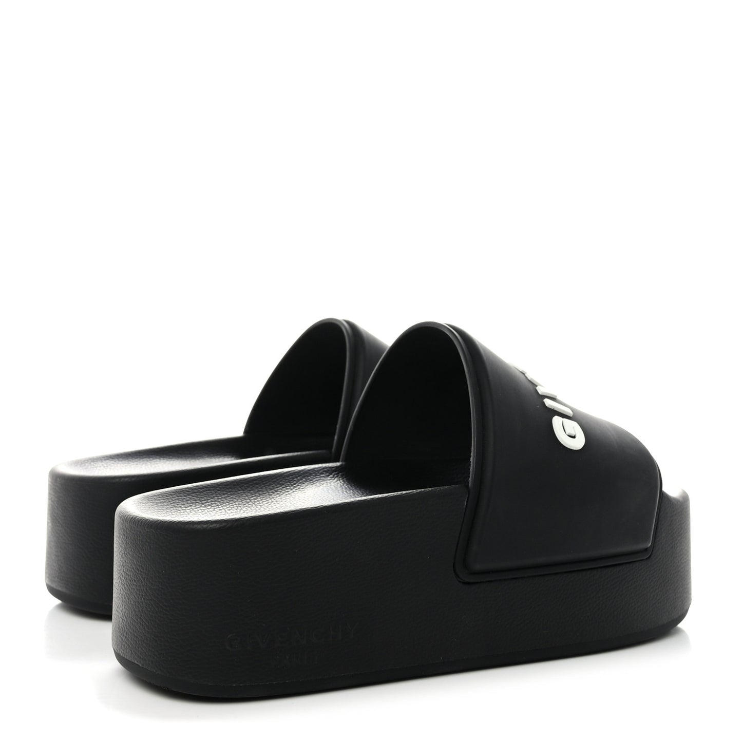 Rubber Logo Platform Slides 37 Black