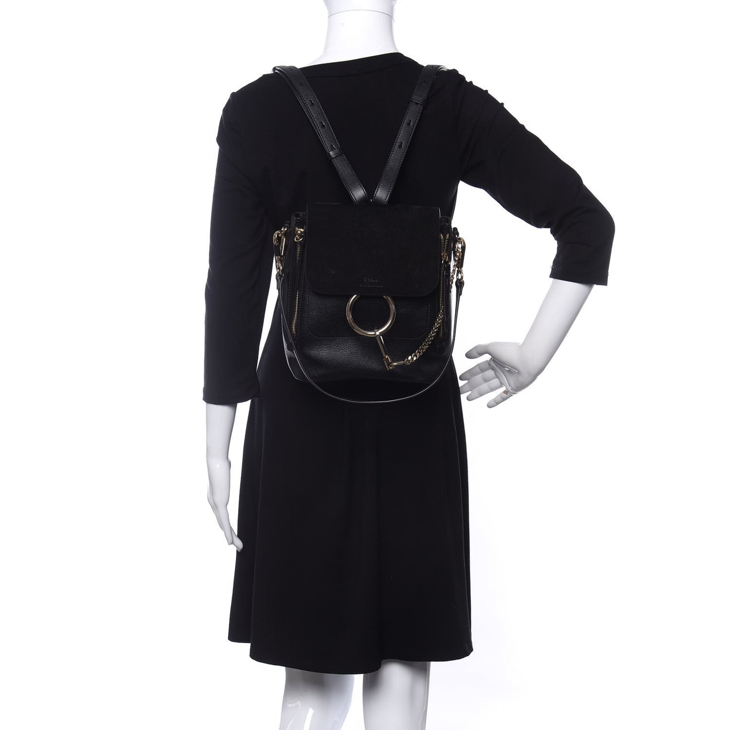 Suede Calfskin Small Faye Backpack Black