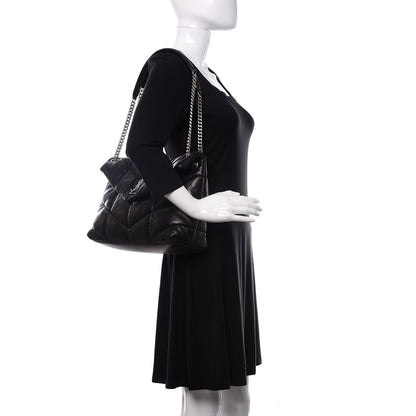 Saint Laurent Lambskin Quilted Medium Loulou Puffer Monogram Chain Satchel Black 2 of 9