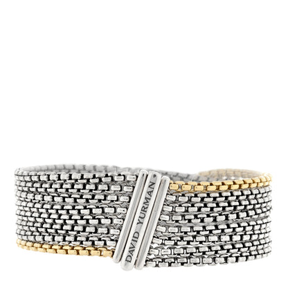 David Yurman Sterling Silver 18K Yellow Gold Eight-Row Box Chain Bracelet 2 of 3