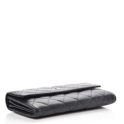 Chanel Caviar Quilted Large Gusset Flap Wallet Black 4 of 9