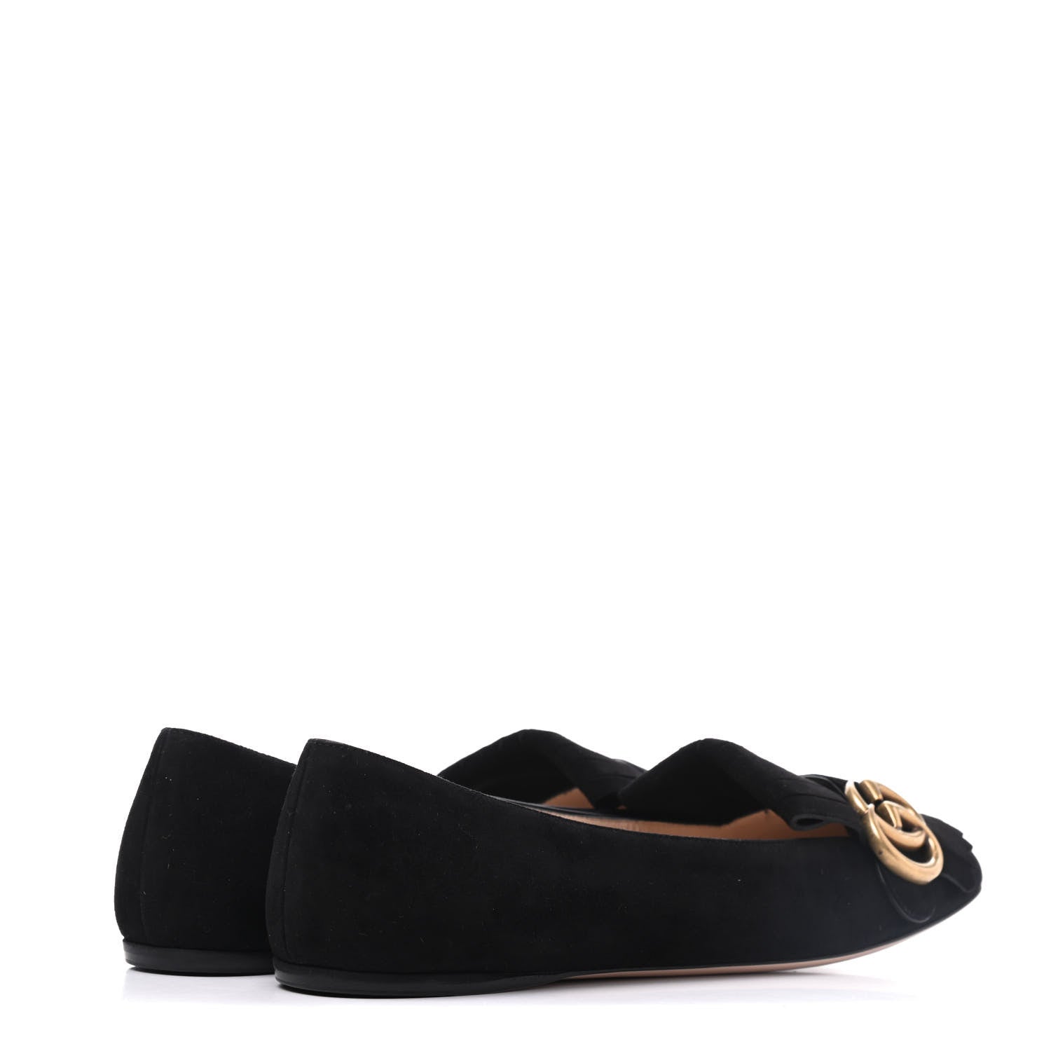 Gucci Kid Scamosciato GG Marmont Fringe Flats 38.5 Black 4 of 8