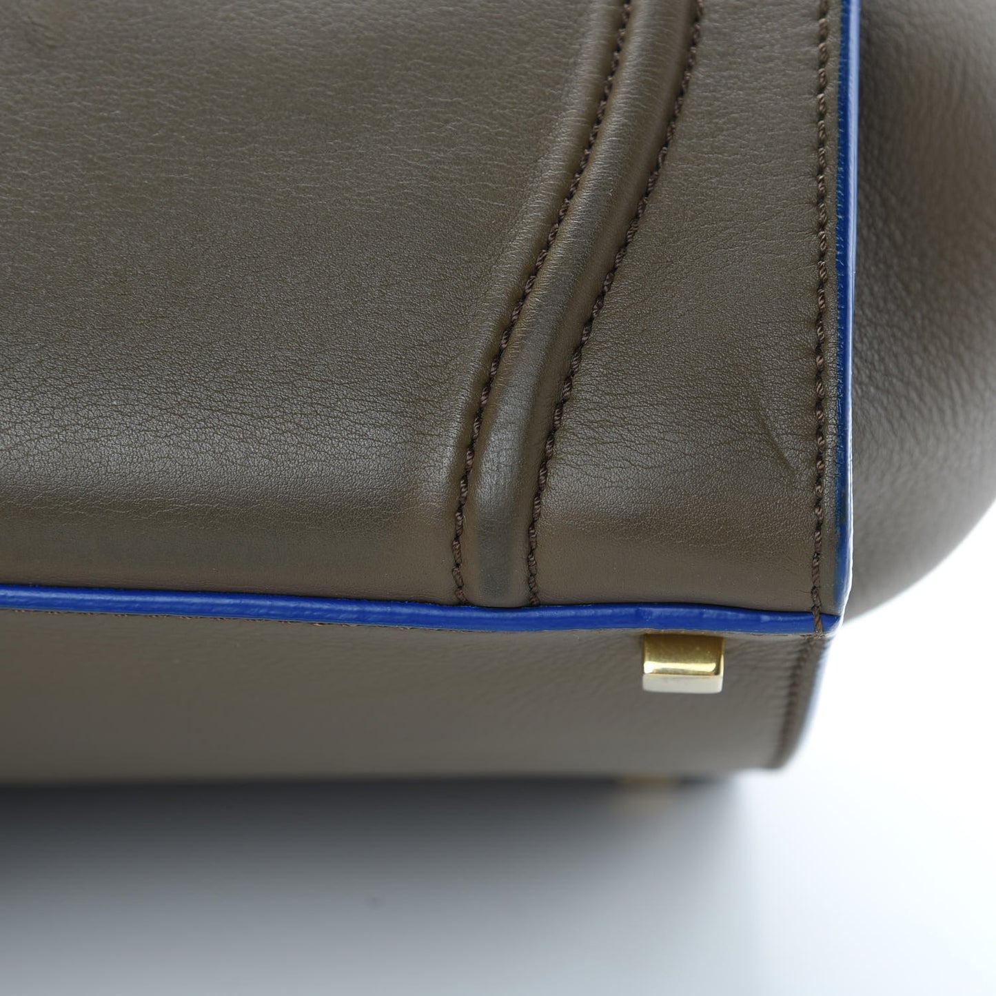 Smooth Calfskin Medium Phantom Luggage Khaki Cobalt Trim