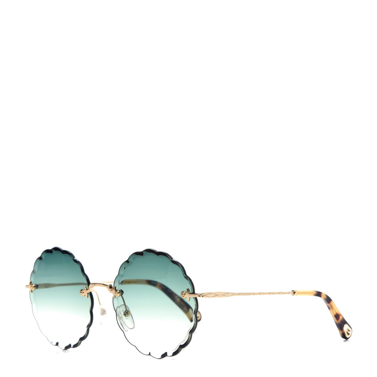 Rosie Bevelled Round Sunglasses CE142S Gold Gradient Green