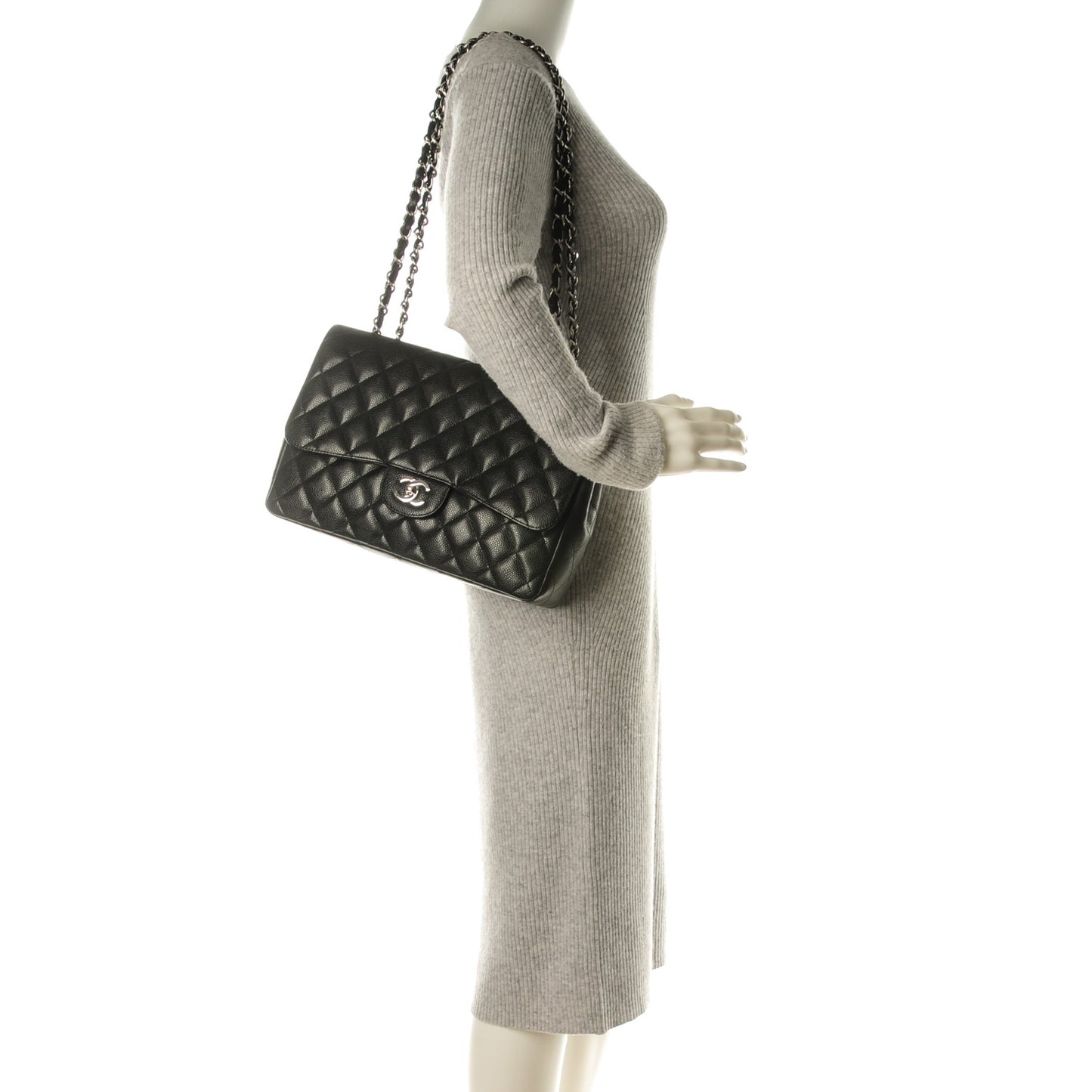 Caviar Quilted Jumbo Single Flap Black