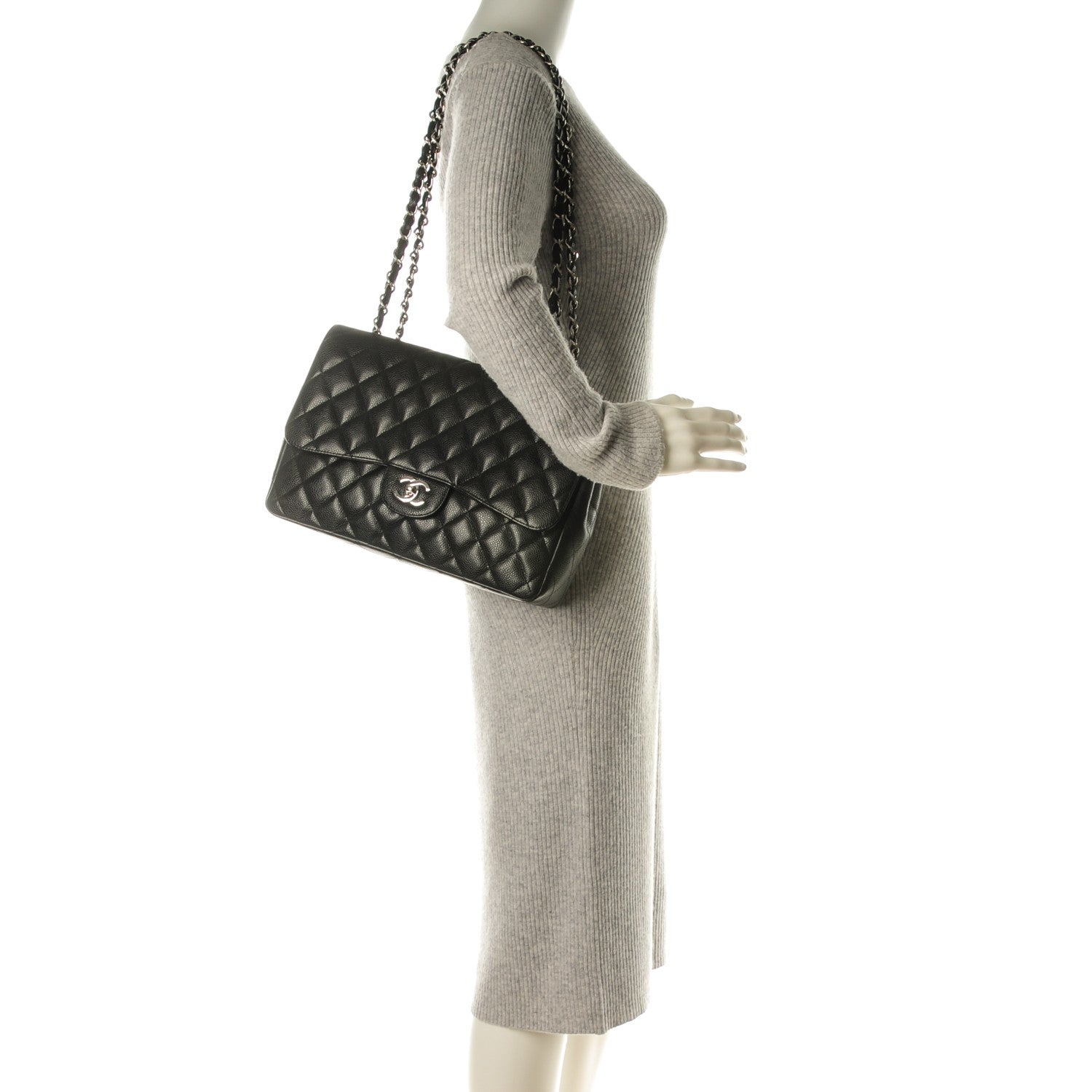 Chanel Caviar Quilted Jumbo Single Flap Black 2 of 8