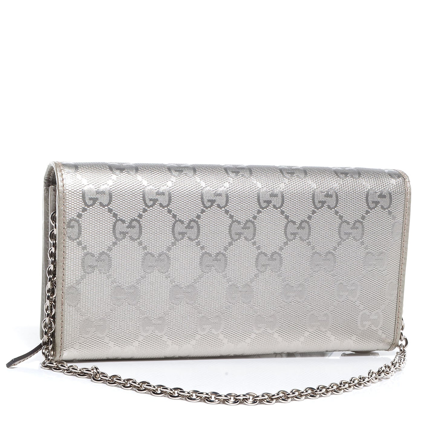 Imprime Monogram GG Pierce Chain Clutch Wallet Silver