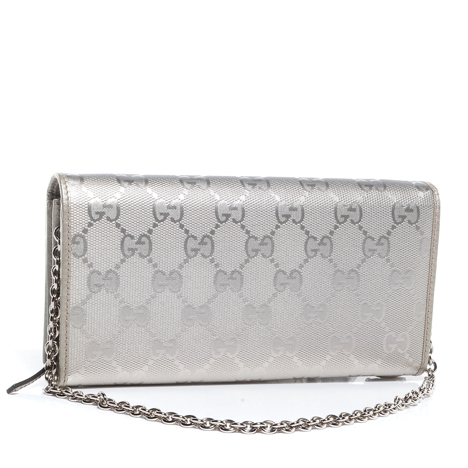 Gucci Imprime Monogram GG Pierce Chain Clutch Wallet Silver 3 of 9