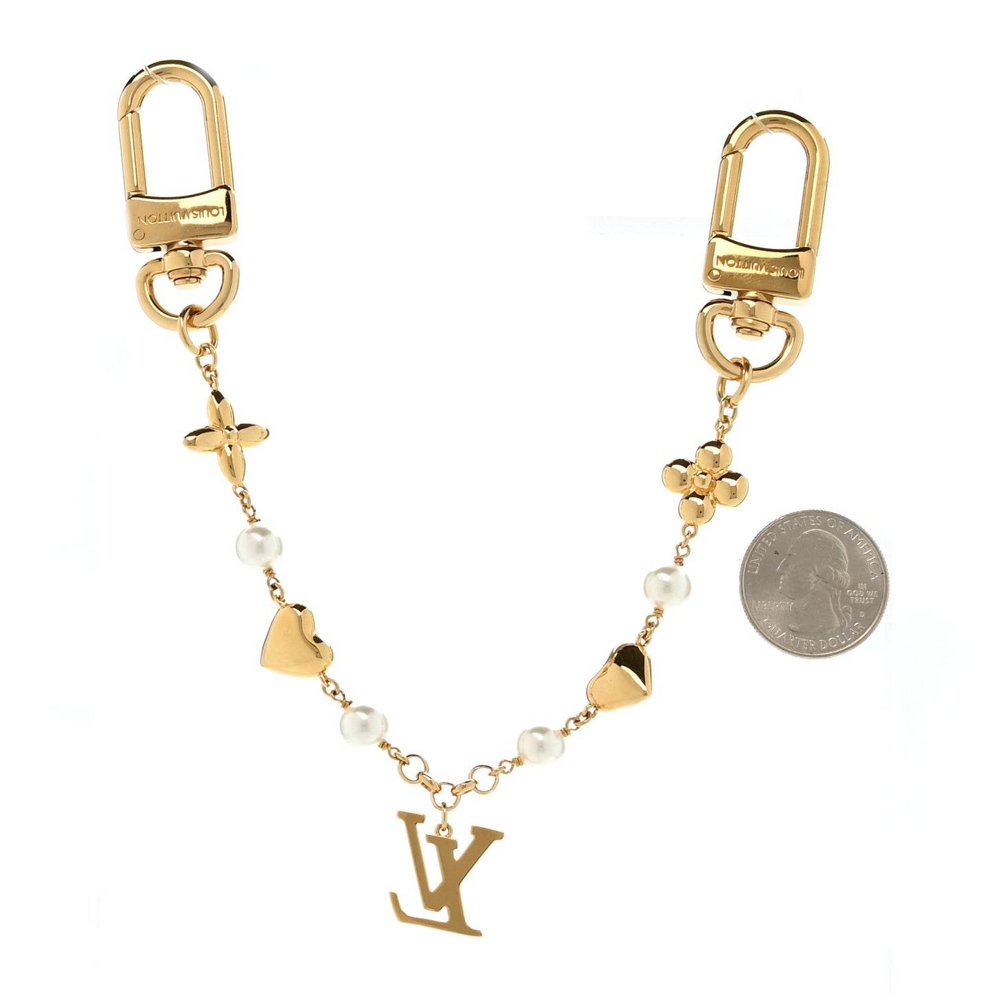 Metal Pearl River Bag Charm Gold
