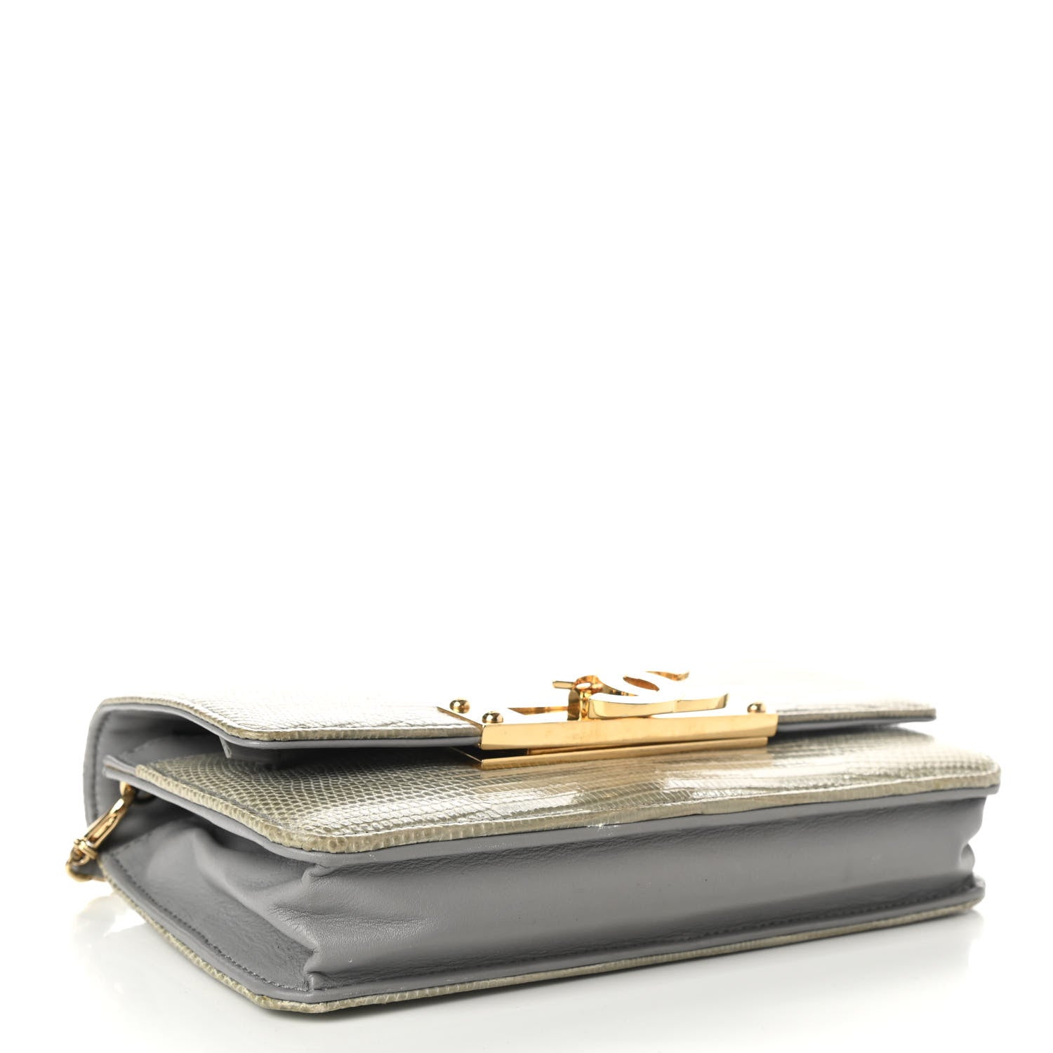 Chanel Lizard Golden Class Wallet on Chain WOC Grey 4 of 12