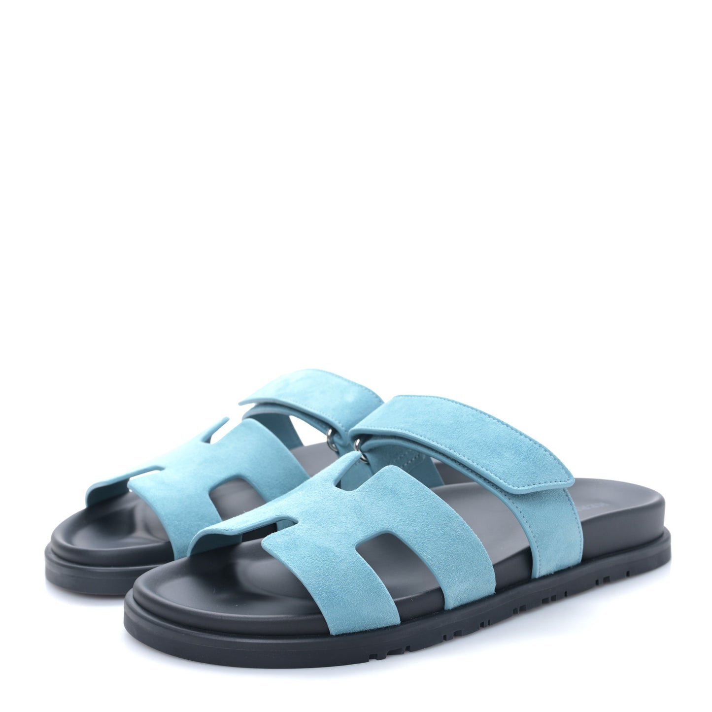 Suede Goatskin Womens Chypre Sandals 38 Bleu Mineral
