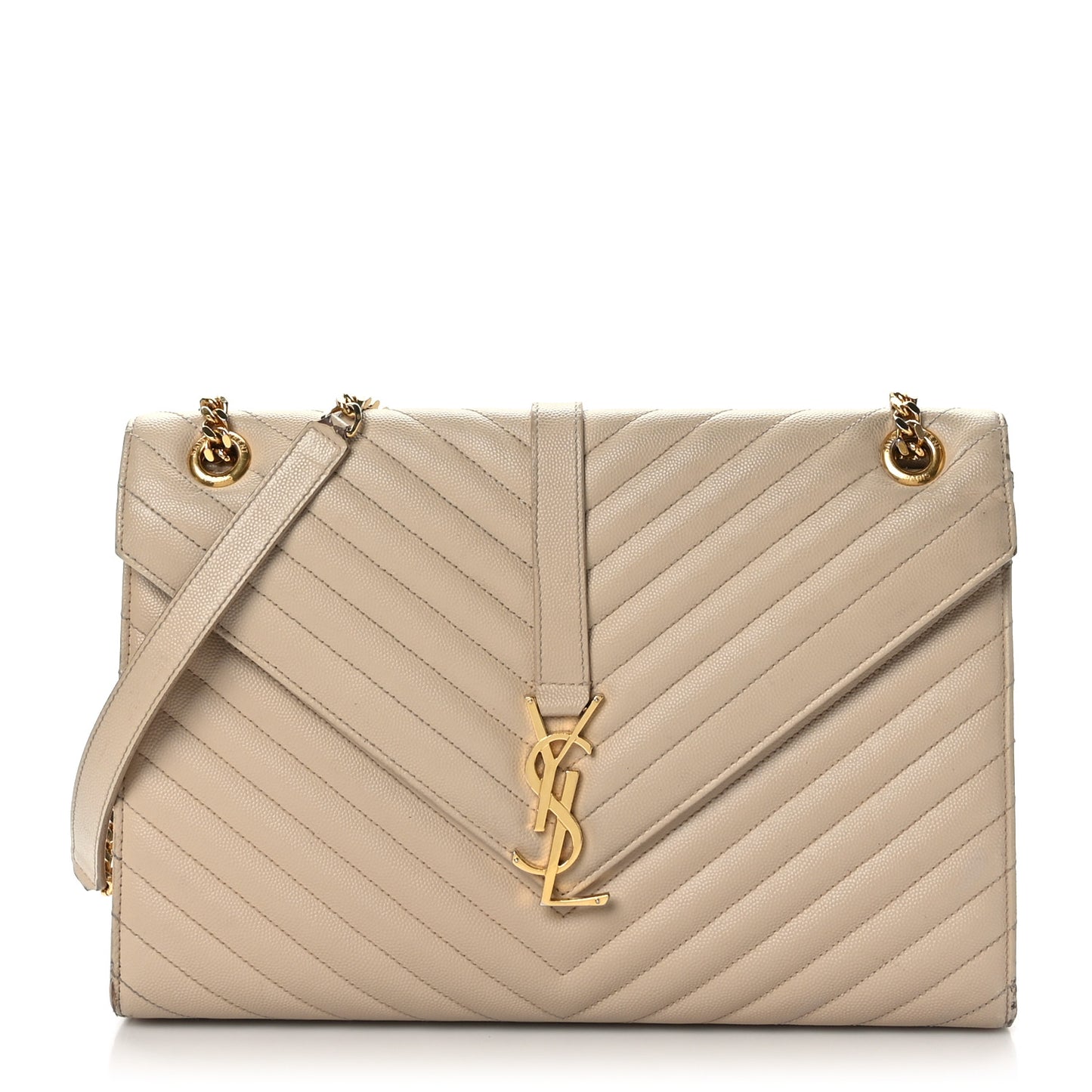 Grain De Poudre Matelasse Chevron Large Monogram Satchel Dark Beige