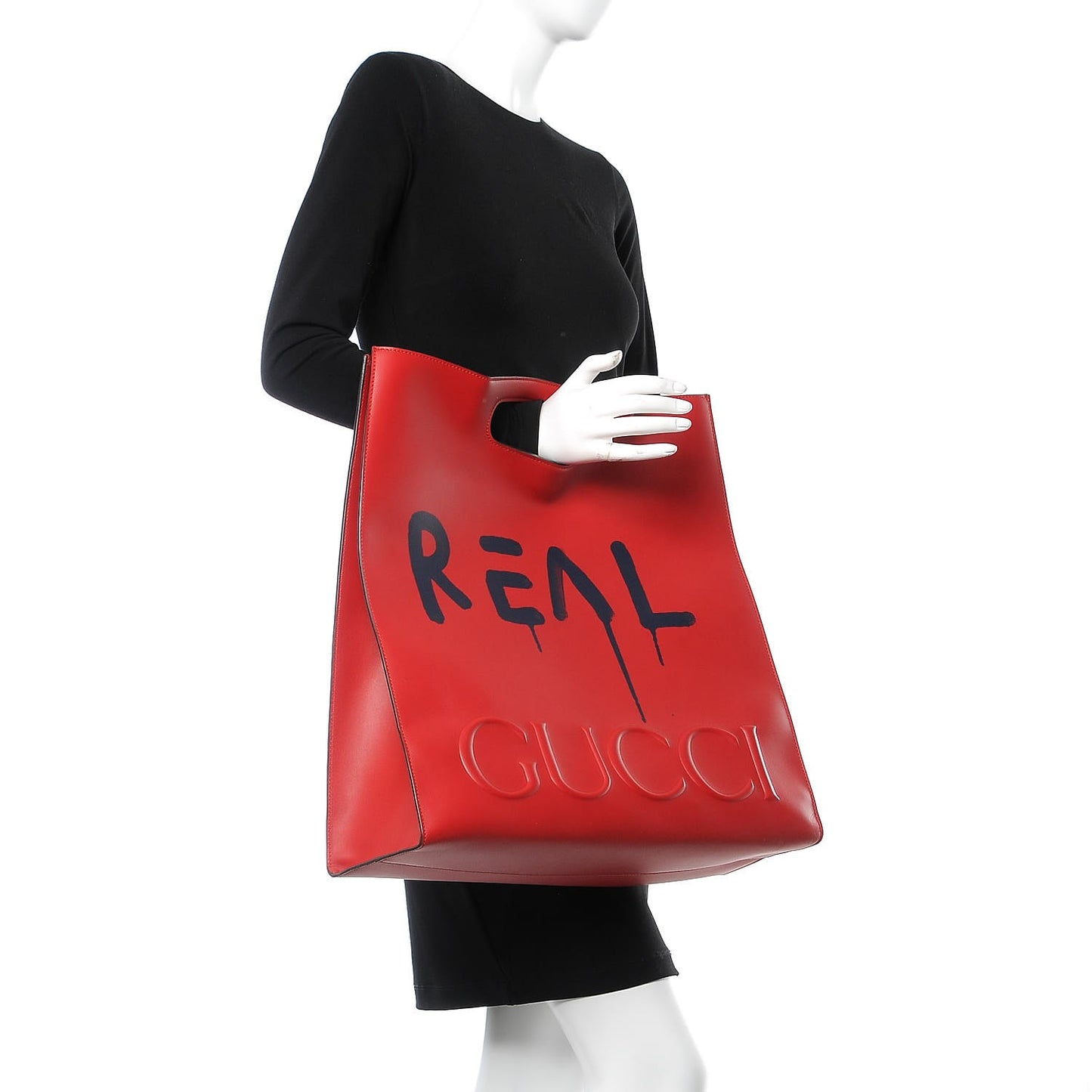 Calfskin GucciGhost Real Large XL Tote Hibiscus Red