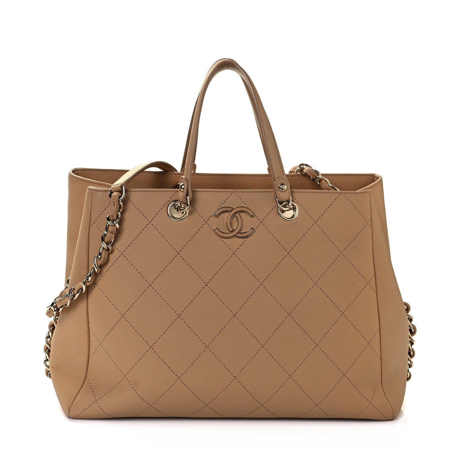 Chanel Bullskin Stitched Medium Shopping Bag Beige 1 of 9