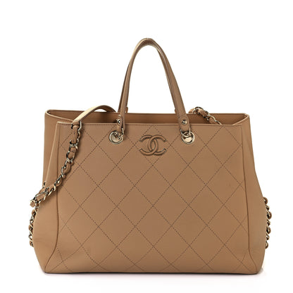 Chanel Bullskin Stitched Medium Shopping Bag Beige 1 of 9