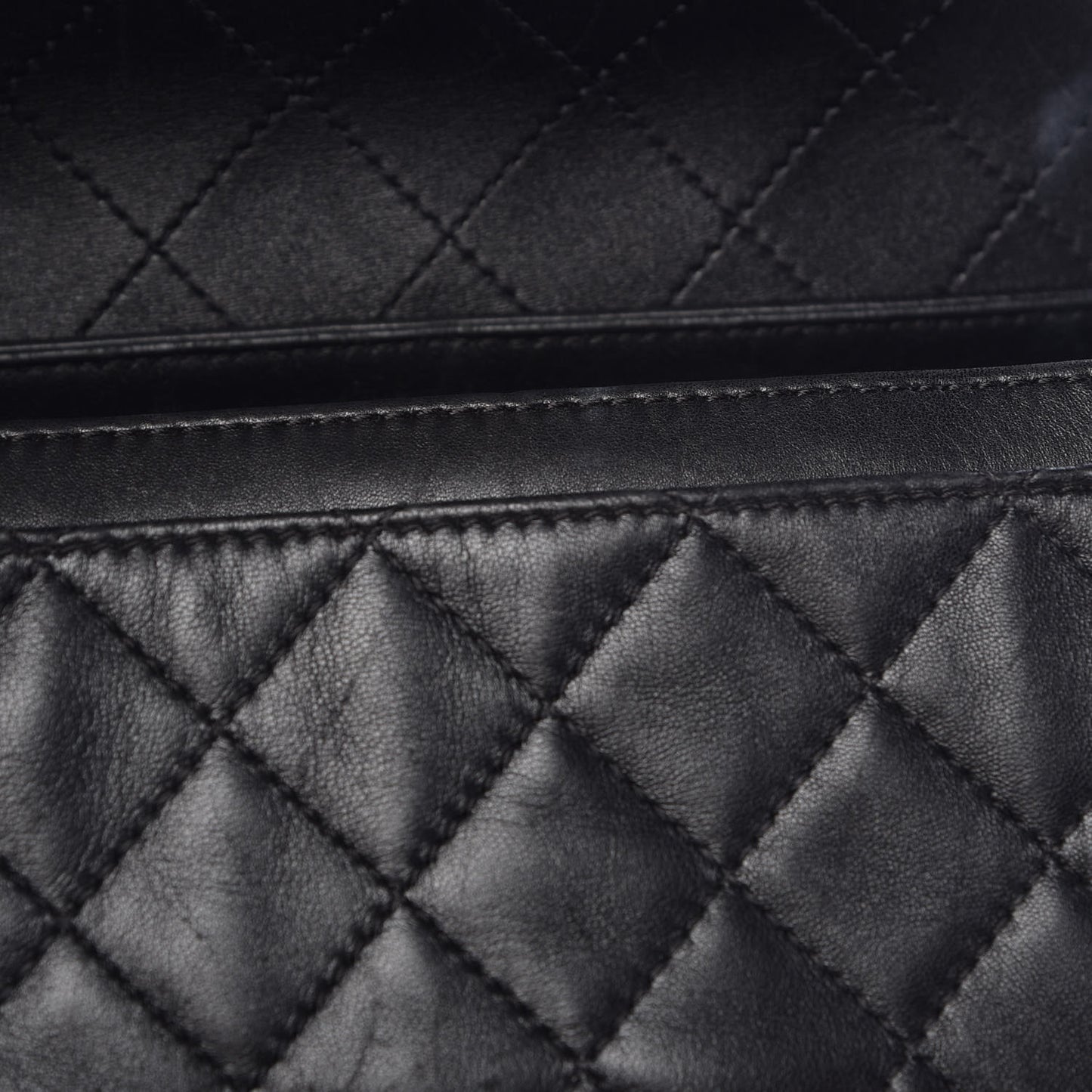 Lambskin Quilted CC Accordion Shopping Bag Black