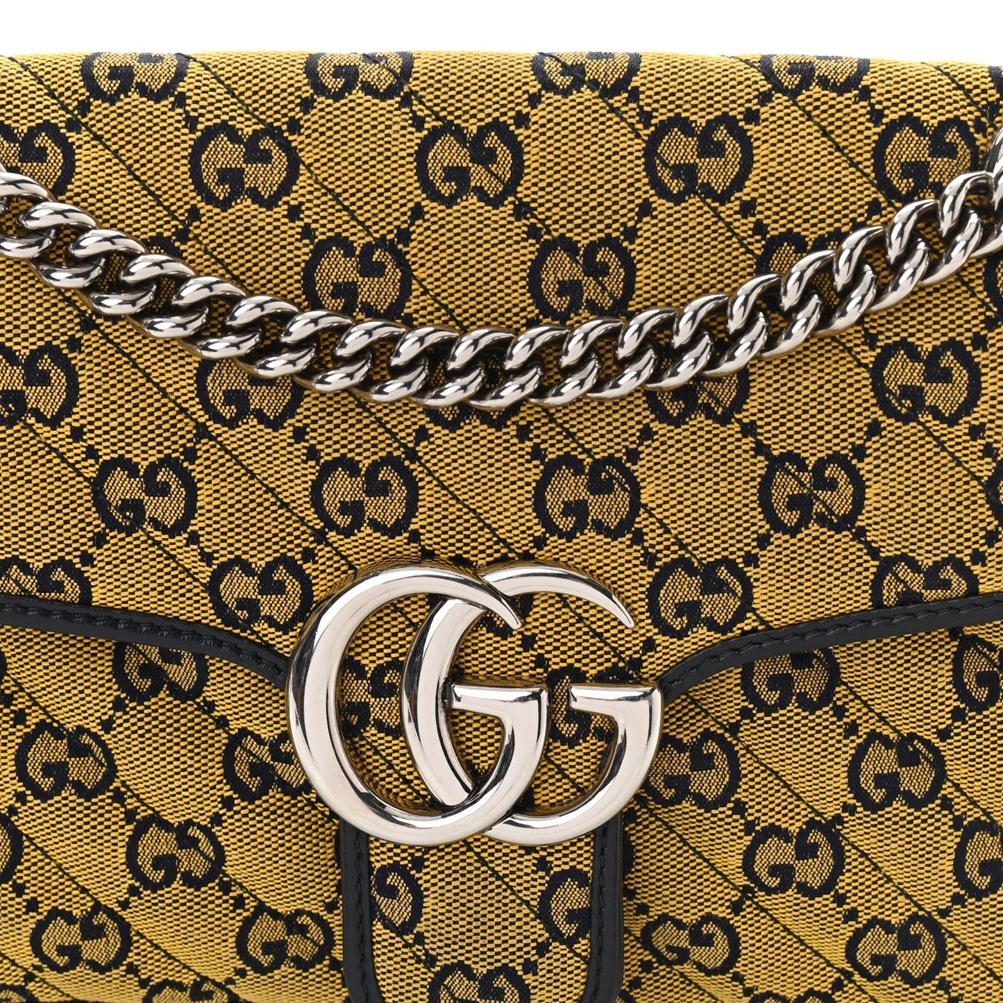 Monogram Multicolor Matelasse Diagonal Small GG Marmont Shoulder Bag Yellow Blue