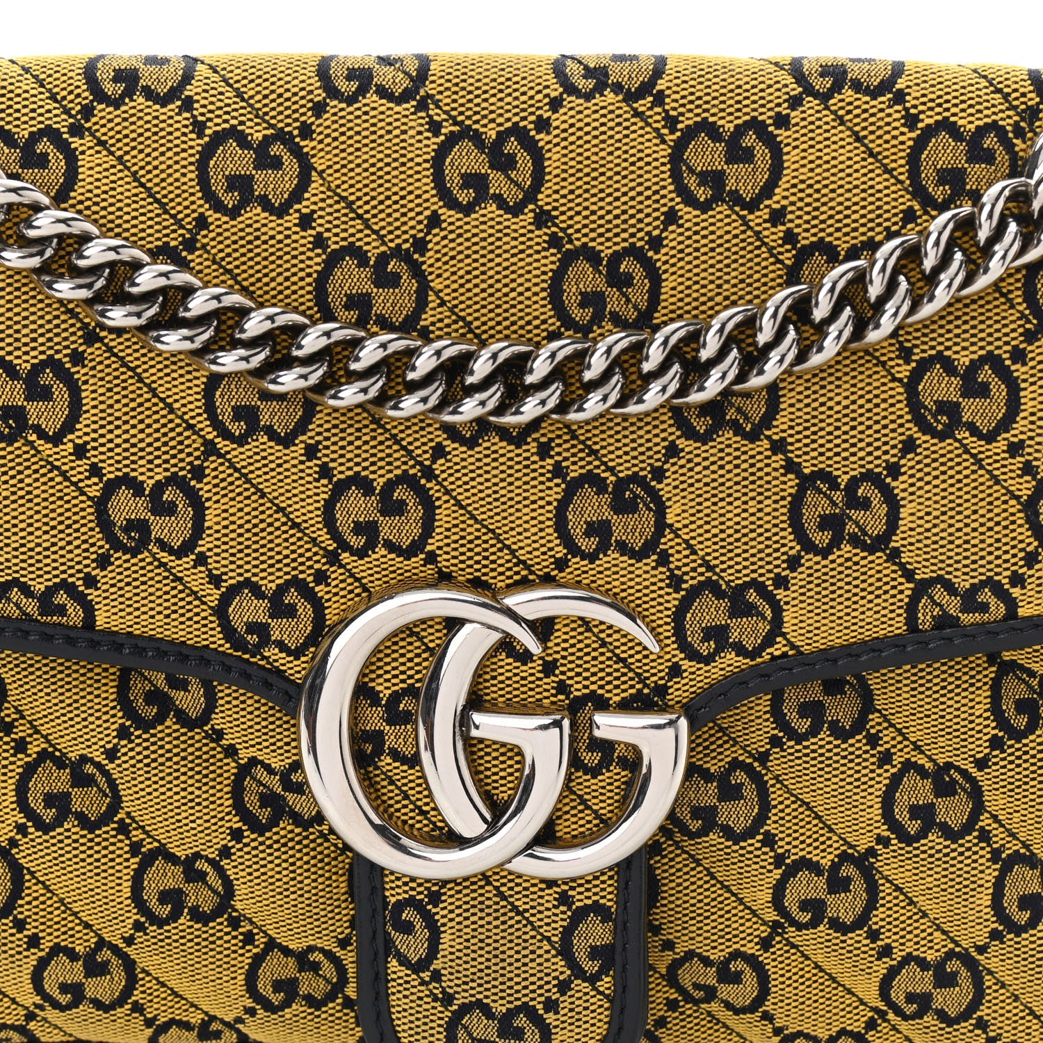 Gucci Monogram Multicolor Matelasse Diagonal Small GG Marmont Shoulder Bag Yellow Blue 9 of 11