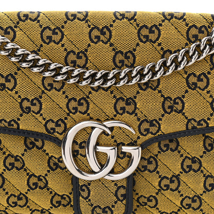 Gucci Monogram Multicolor Matelasse Diagonal Small GG Marmont Shoulder Bag Yellow Blue 9 of 11