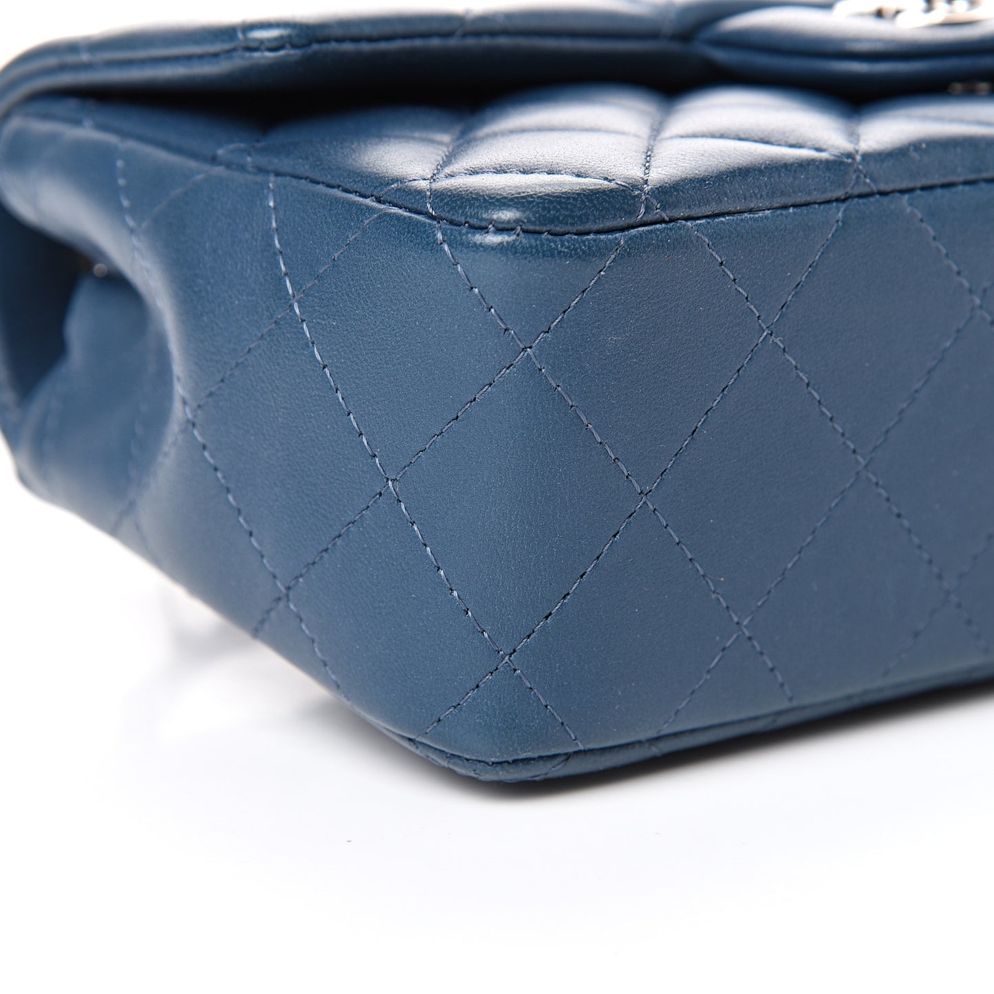 Lambskin Quilted Mini Rectangular Flap Dark Blue
