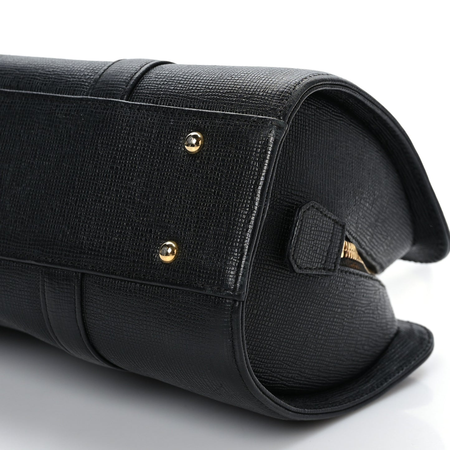 Calfskin Studded Barrel Bag Black