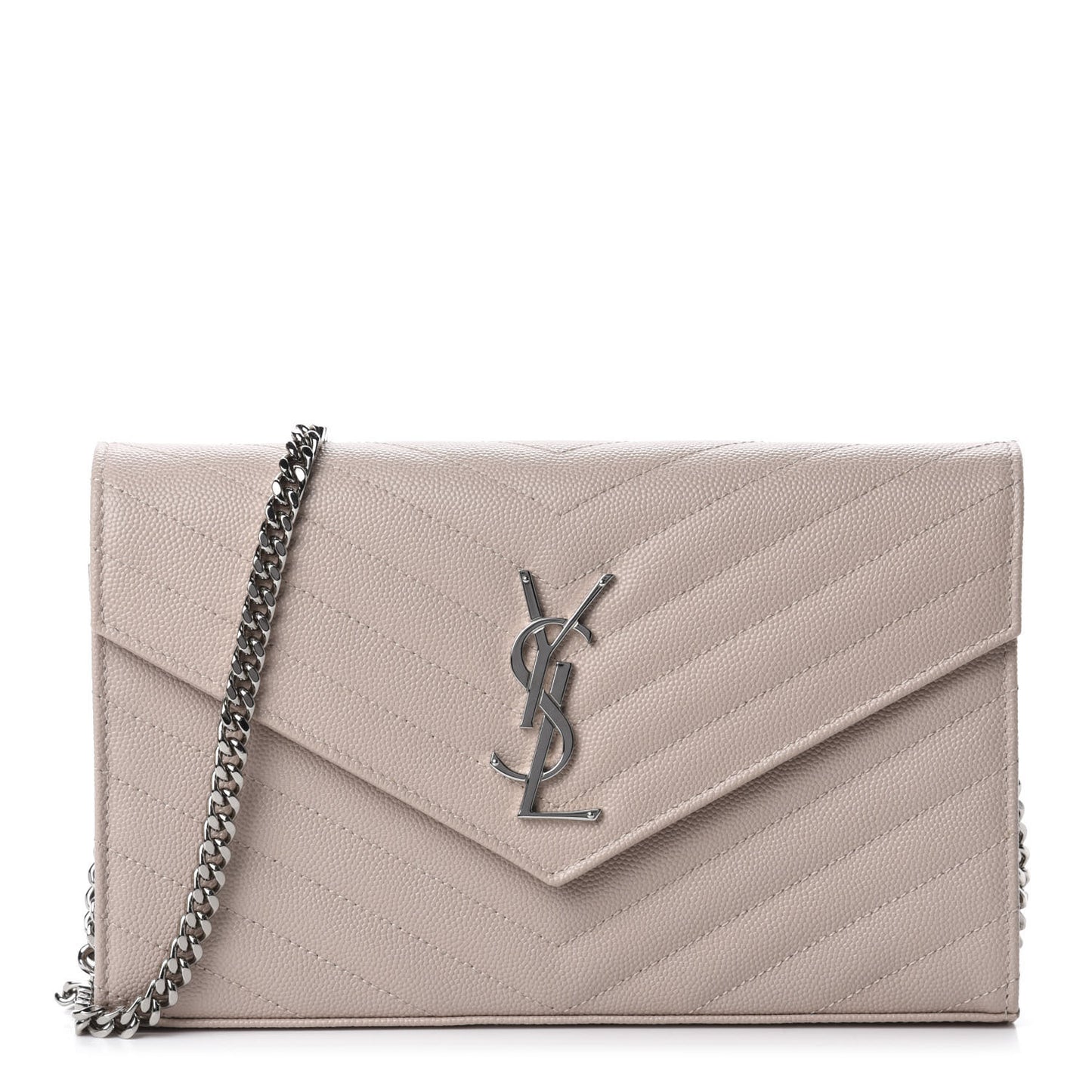 Grain De Poudre Matelasse Chevron Monogram Chain Wallet Pale Pink