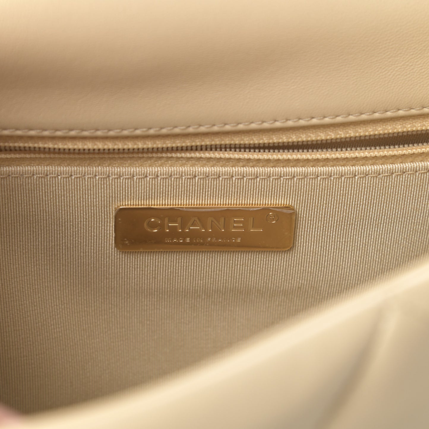 Lambskin Quilted Large Chanel 19 Flap Beige