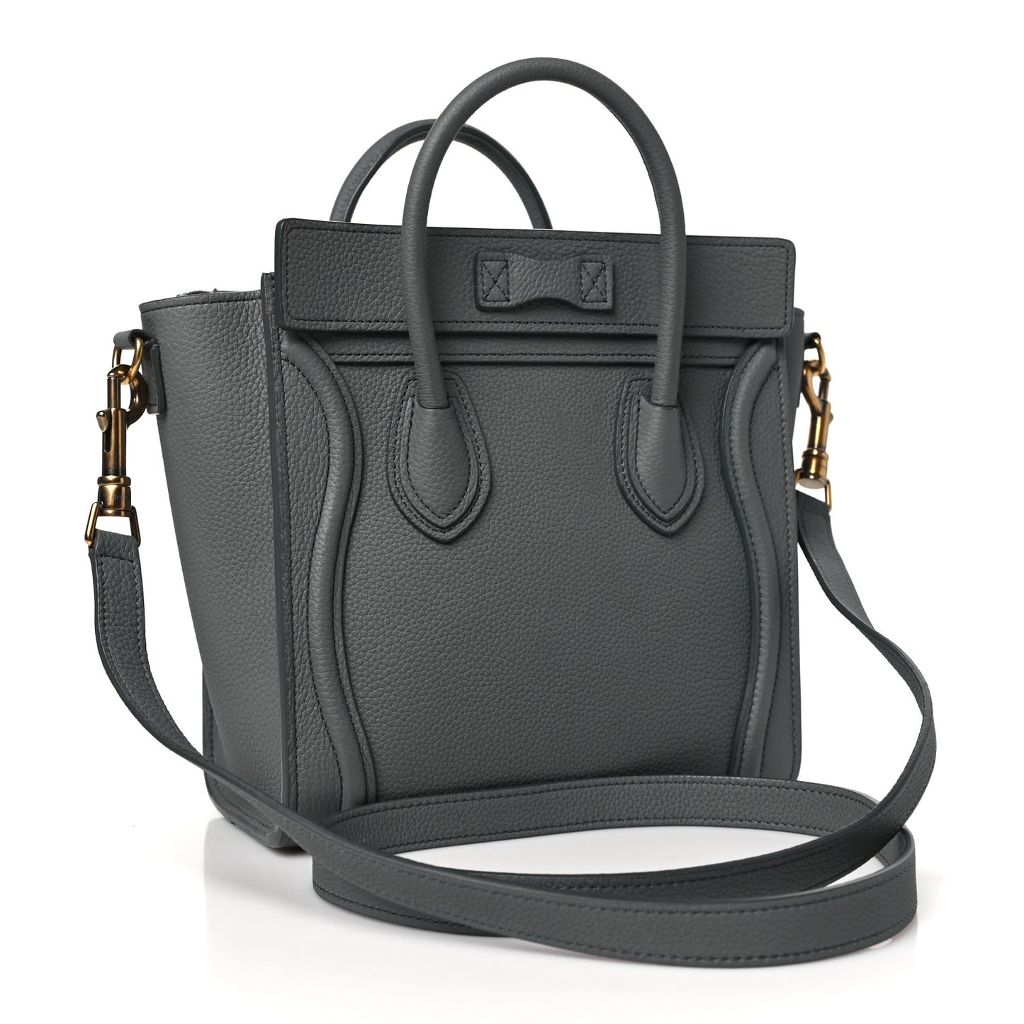 Drummed Calfskin Nano Luggage Kohl