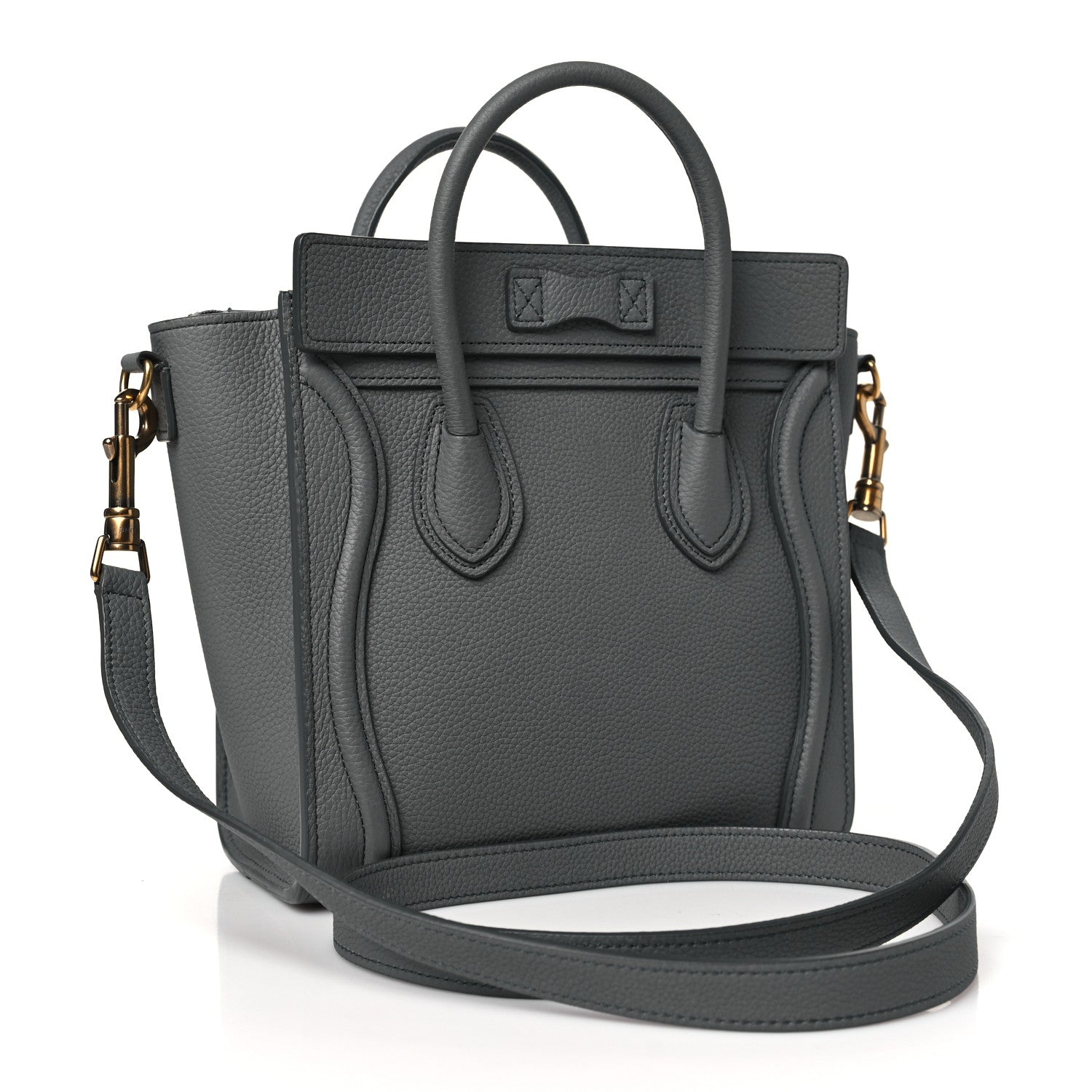 Celine Drummed Calfskin Nano Luggage Kohl 3 of 11