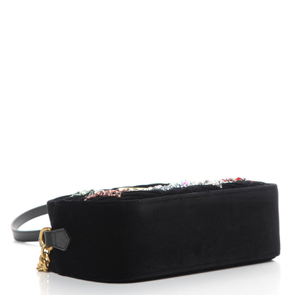Gucci Velvet Matelasse Crystal Star Embroidered Small GG Marmont Chain Shoulder Bag Black 4 of 11