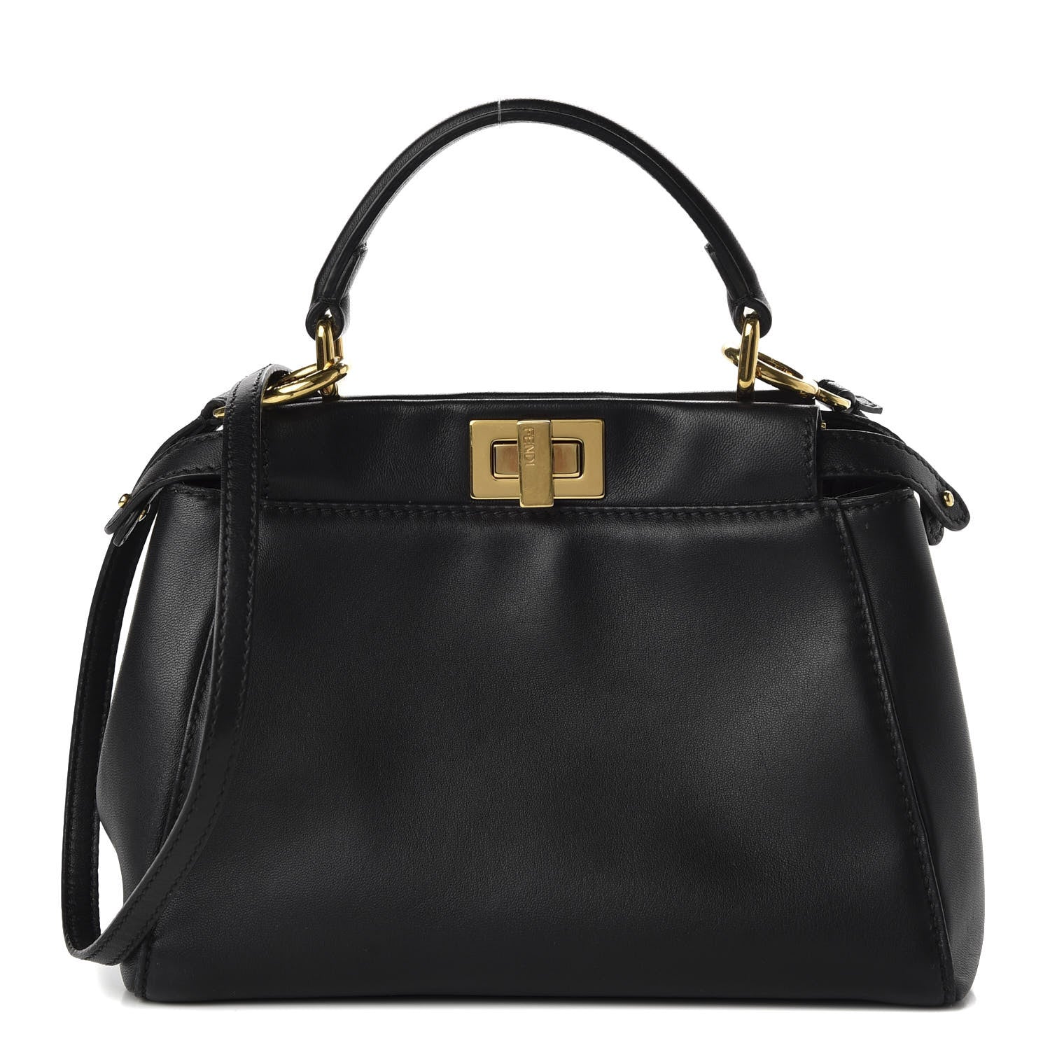 Fendi Nappa Mini Peekaboo Iconic Satchel Black 1 of 7